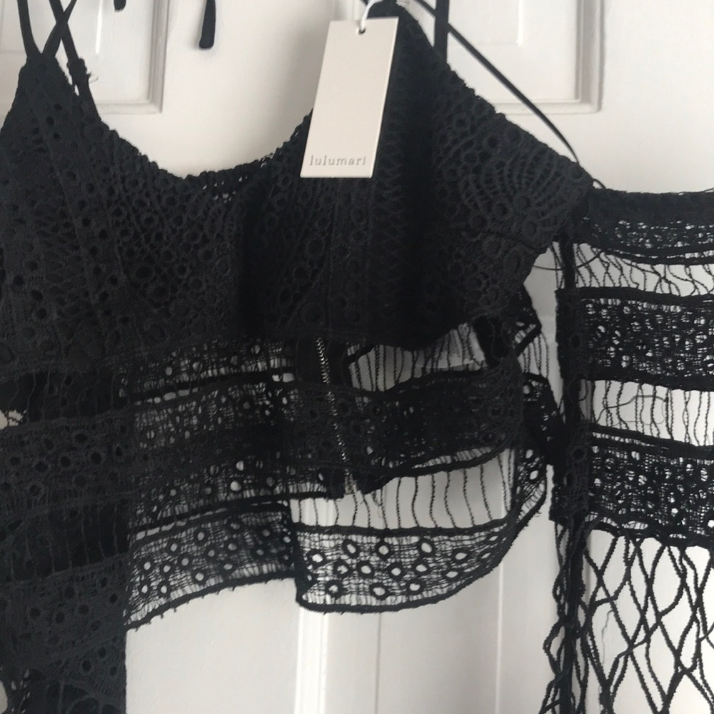 Black lace crop top